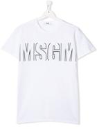 Msgm Kids Linear Logo T-shirt - White