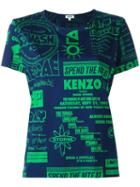 Kenzo Flyers T-shirt, Women's, Size: Small, Blue, Cotton/spandex/elastane