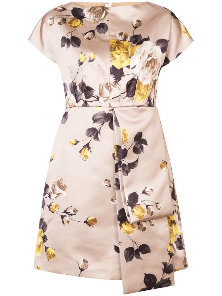 Rochas Floral Panel Kimono Dress - Nude & Neutrals