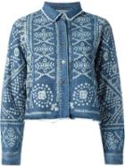 Sea Printed Denim Jacket, Women's, Size: 0, Blue, Cotton