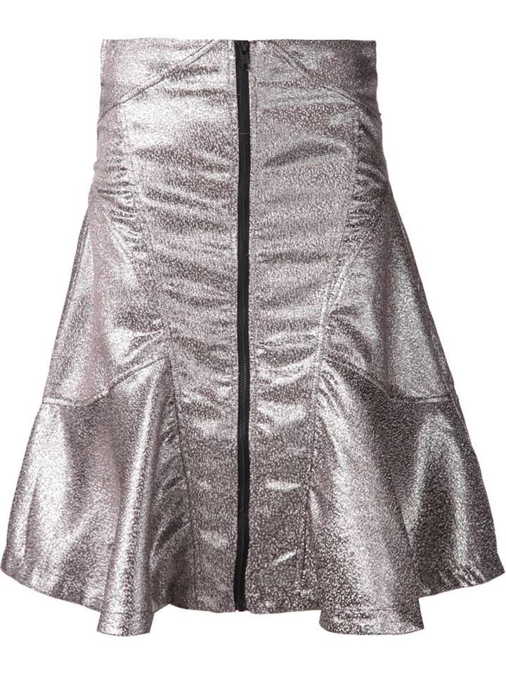 Ktz Metallic (grey) Flared Skirt, Women's, Size: Xs, Polyester