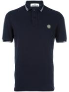 Stone Island Logo Polo Shirt, Men's, Size: Xl, Blue, Cotton/spandex/elastane