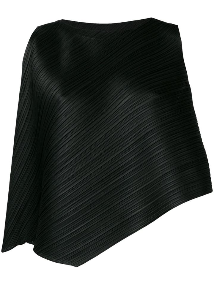 Pleats Please By Issey Miyake Flared Asymmetric Top - Black