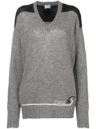 Prada Colour Block Knitted Sweater - Grey