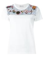Red Valentino Applique Detail T-shirt, Women's, Size: Xs, White, Cotton/polyamide/silk/viscose