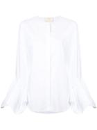 Sara Battaglia Flared Sleeves Shirt, Women's, Size: 44, White, Cotton