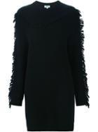 Kenzo Fringed Sweater Dress, Women's, Size: Medium, Black, Wool