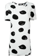 Jeremy Scott Scribble Dot Print T-shirt, Women's, Size: 42, White, Silk/spandex/elastane