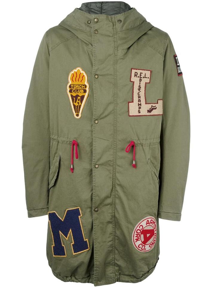 History Repeats Multi Patch Parka, Men's, Size: 50, Green, Cotton/spandex/elastane