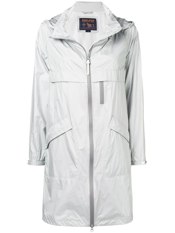 Woolrich Mid-length Zipped Coat - Silver