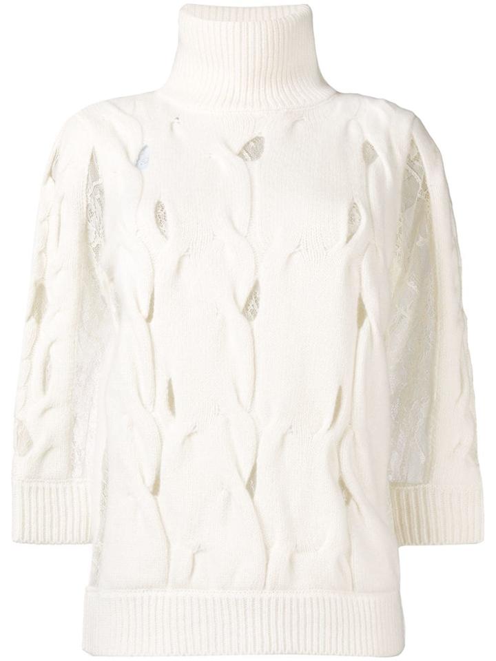 Blumarine Lace Inserts Turtleneck - White