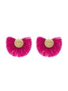 Katerina Makriyianni Fringed Fan Earrings - Pink & Purple