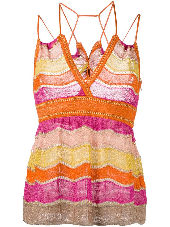 M Missoni - Striped Top - Women - Cotton/polyamide/viscose/metallic Fibre - 42, Pink/purple, Cotton/polyamide/viscose/metallic Fibre