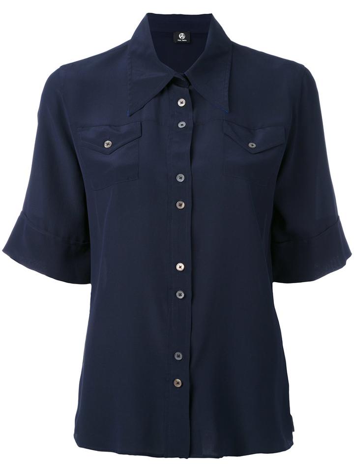 Ps By Paul Smith - Shortsleeved Shirt - Women - Silk - 42, Blue, Silk