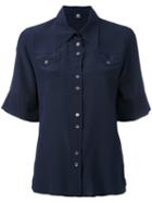 Ps By Paul Smith - Shortsleeved Shirt - Women - Silk - 42, Blue, Silk