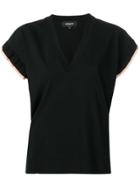 Rochas Fine Knit Frill Sleeve Top - Black