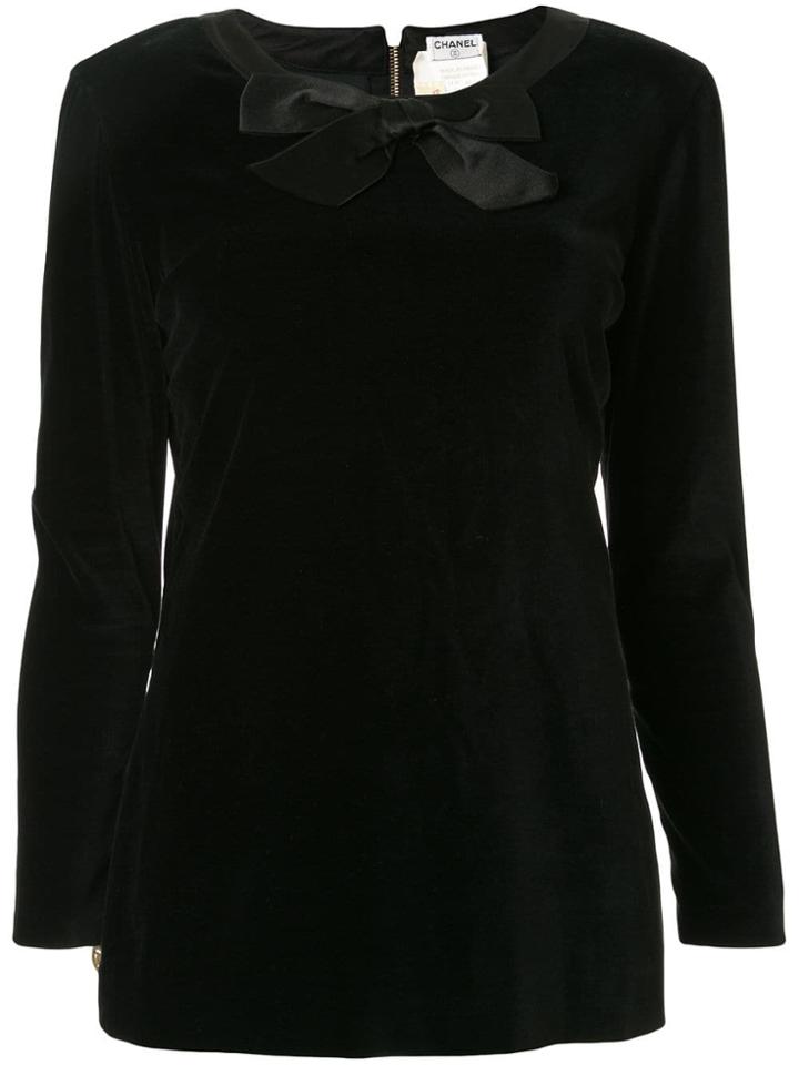 Chanel Pre-owned Velvet Effect Longsleeved Blouse - Black