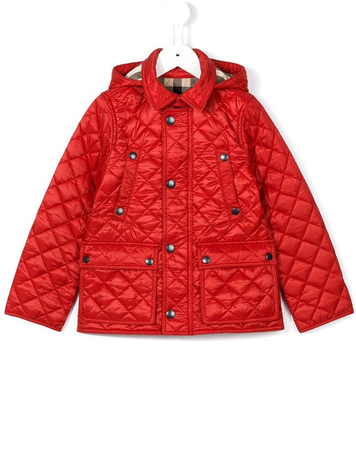 Burberry Kids Quilted Coat, Boy's, Size: 10 Yrs, Red