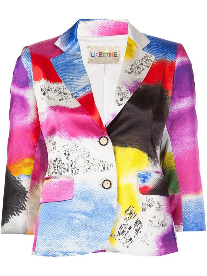 Libertine Flap Pockets Blazer, Women's, Size: Medium, Silk Satin