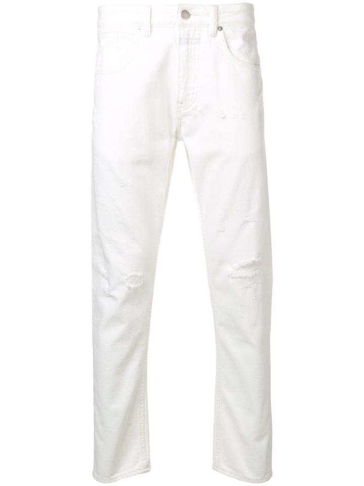 Closed Distressed Slim-fit Trousers - White
