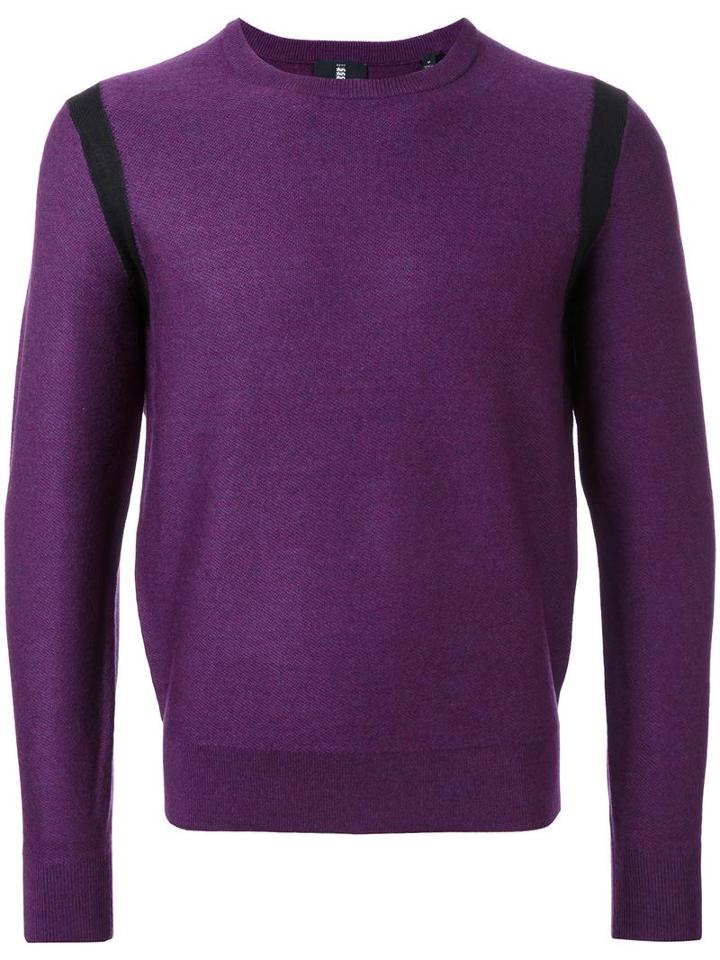 Kent & Curwen Contrast Trim Slim-fit Jumper, Men's, Size: Medium, Pink/purple, Merino