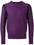 Kent & Curwen Contrast Trim Slim-fit Jumper, Men's, Size: Medium, Pink/purple, Merino