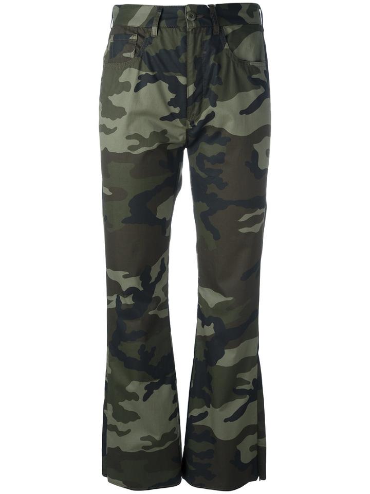 Mm6 Maison Margiela Camouflage Print Trousers, Women's, Size: 40, Green, Cotton