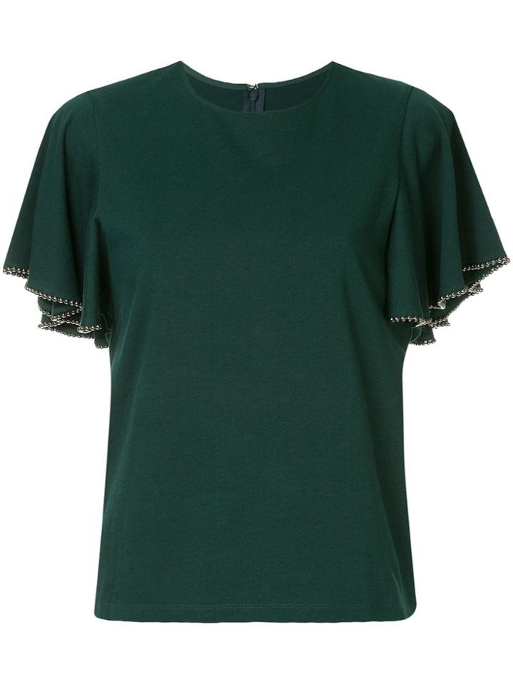 Le Ciel Bleu Ball Chain Trim Top - Green