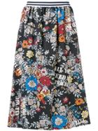 Ultràchic Floral Print Midi Skirt - Black