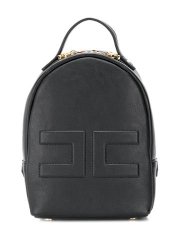 Elisabetta Franchi La Mia Bambina Logo Embossed Backpack - Black
