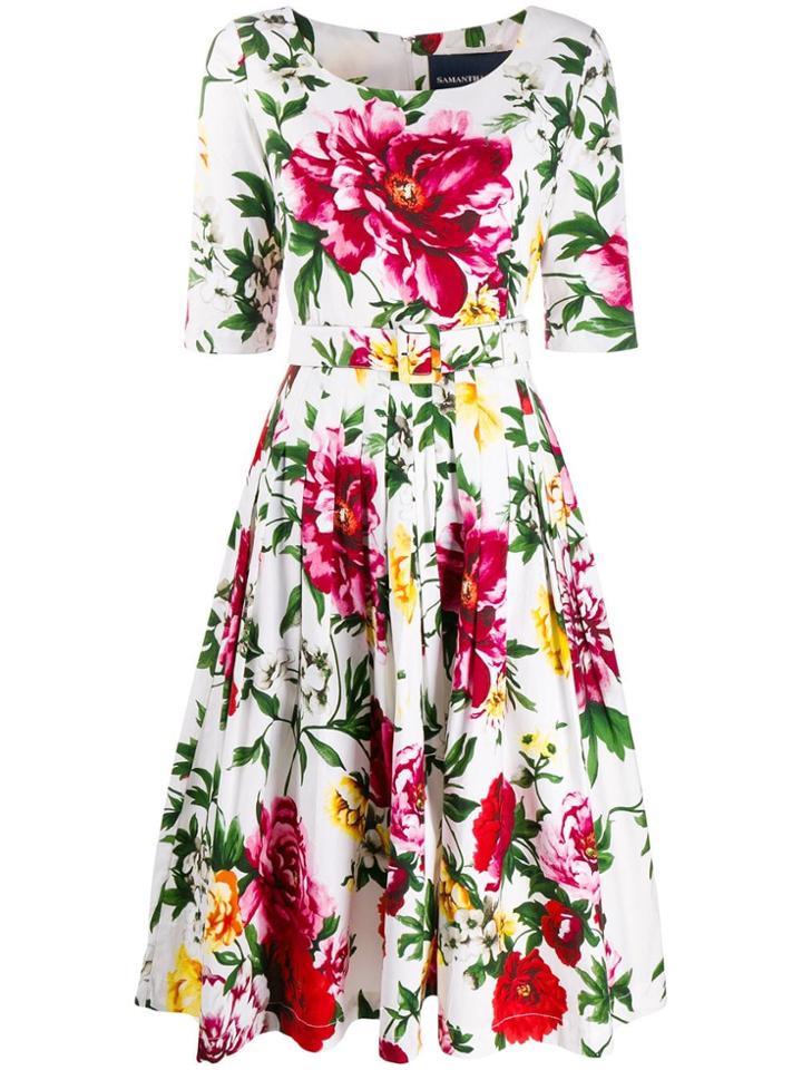 Samantha Sung Florence Boat Neck Dress - White