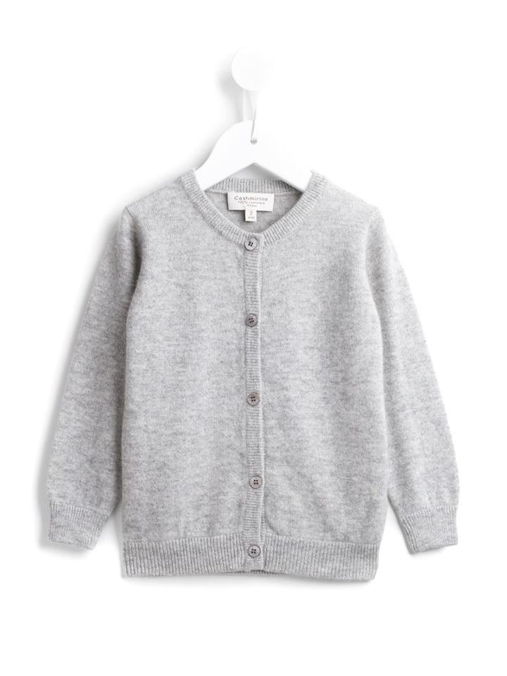 Cashmirino Round Neck Cardigan, Toddler Girl's, Size: 4 Yrs, Grey