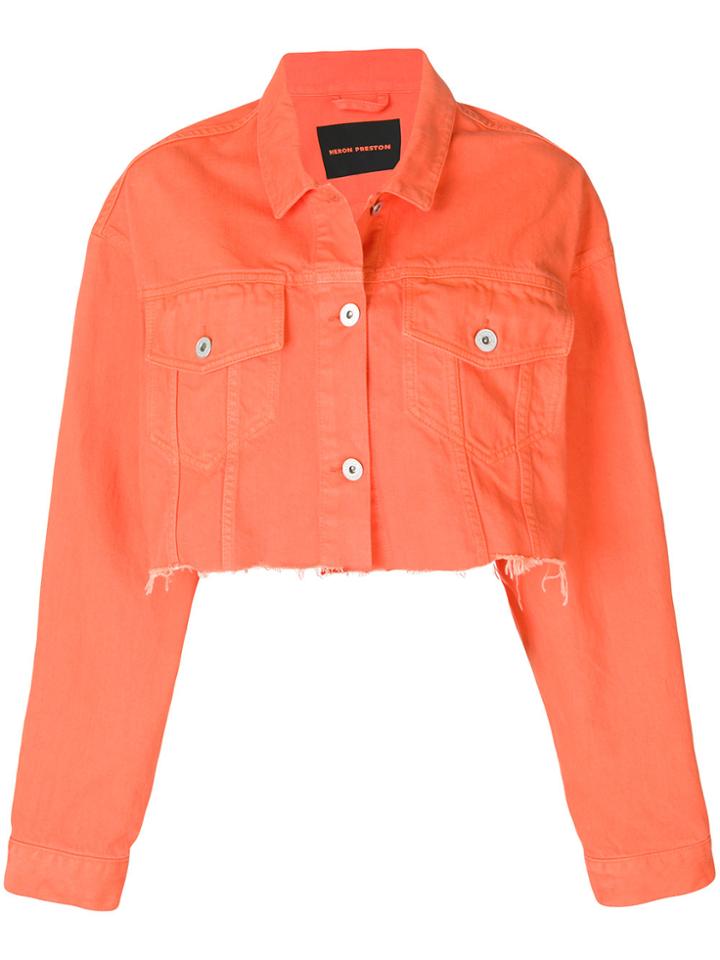 Heron Preston Cropped Denim Jacket - Yellow & Orange