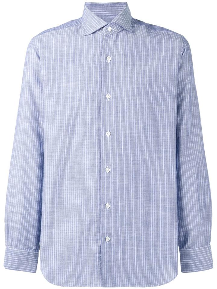 Barba Striped Button Down Shirt - Blue