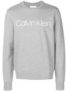Calvin Klein Logo Print Crew Neck Sweatshirt - Grey