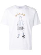 Jimi Roos Embroidered Football T-shirt, Men's, Size: Large, White, Cotton