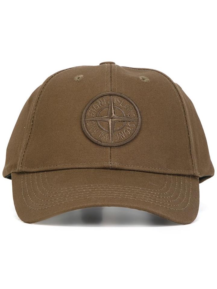 Stone Island Logo Patch Baseball Cap, Men's, Size: Large, Green, Cotton