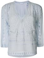 Iro Open Embroidery Blouse - Blue