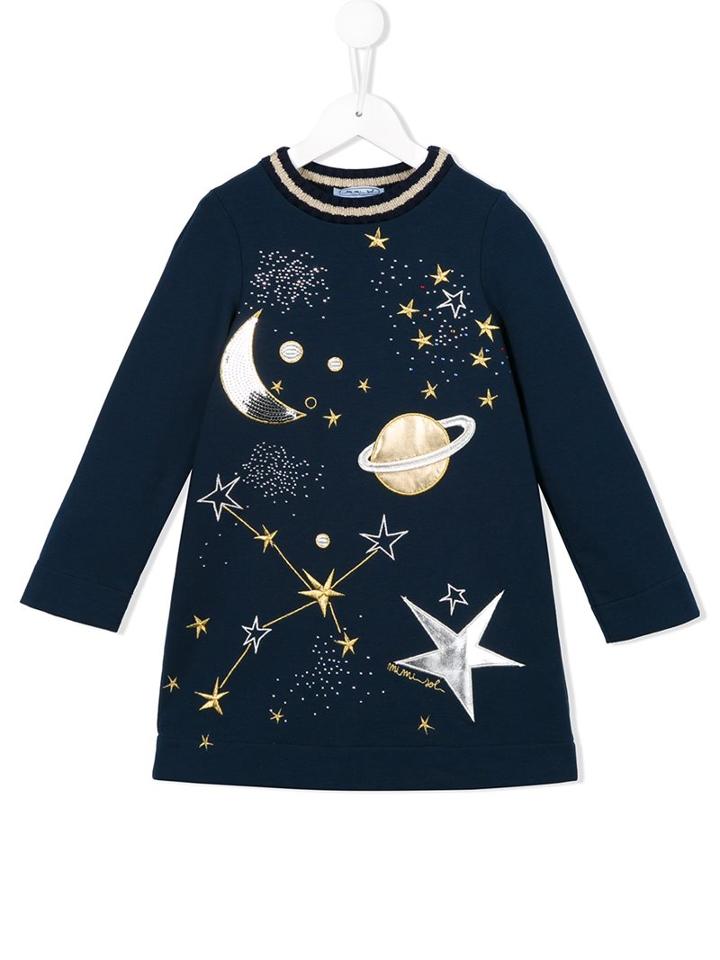 Mi Mi Sol Galaxy Embroidered Dress, Girl's, Size: 12 Yrs, Blue