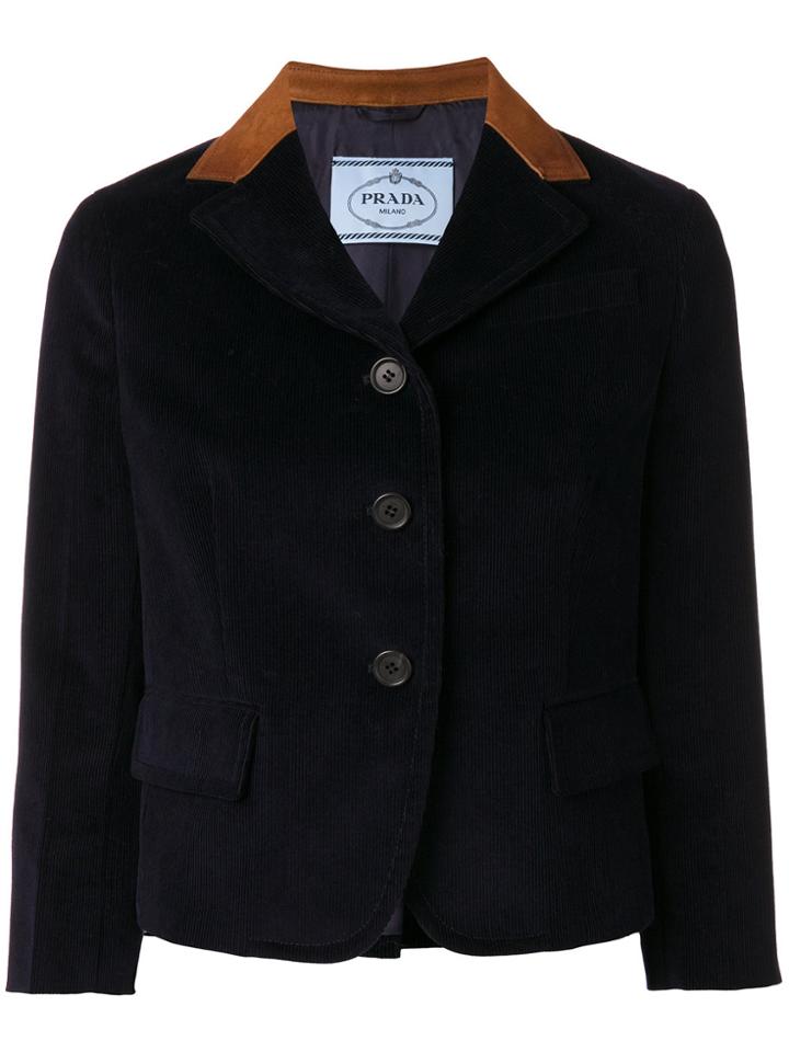 Prada Cropped Corduroy Jacket - Blue