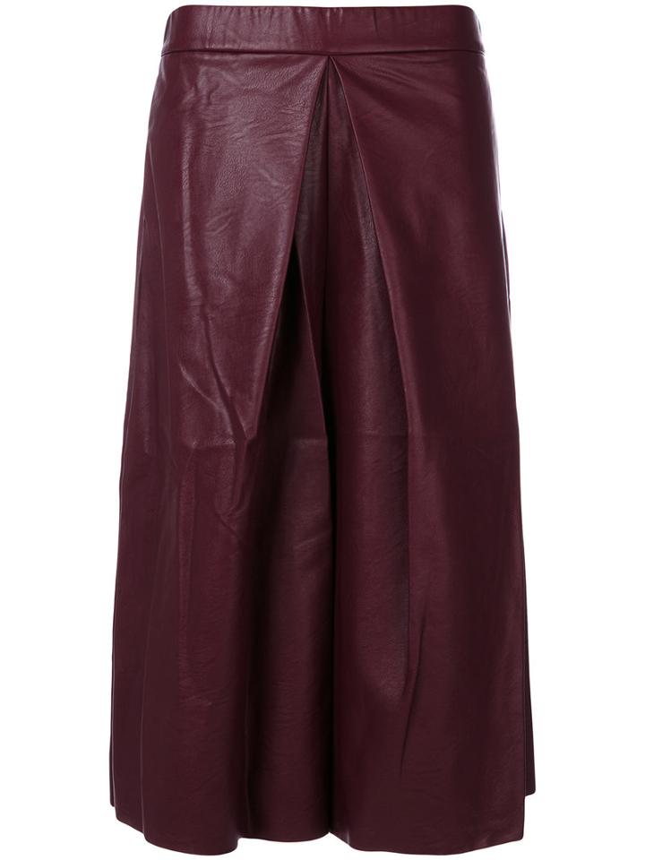 Mm6 Maison Margiela - Faux Leather Cropped Wide Leg Trousers - Women - Cotton/polyurethane/viscose - 40, Pink/purple, Cotton/polyurethane/viscose
