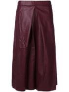 Mm6 Maison Margiela - Faux Leather Cropped Wide Leg Trousers - Women - Cotton/polyurethane/viscose - 40, Pink/purple, Cotton/polyurethane/viscose