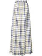 Adam Lippes Wide Leg Plaid Trousers, Women's, Size: 4, White, Cotton