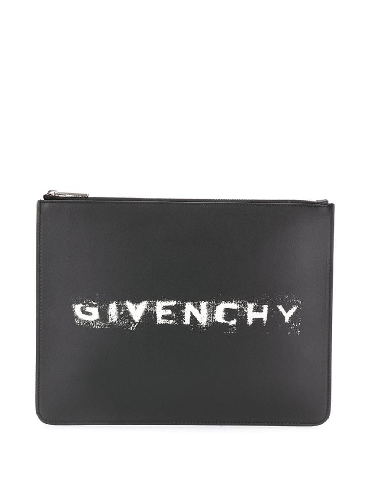Givenchy Logo Print Clutch Bag - Black