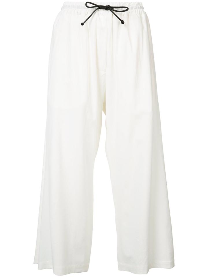 Isabel Benenato Cropped Drawstring Trousers - White