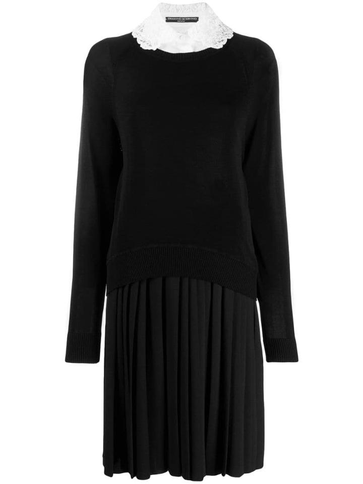 Ermanno Scervino Lace Collar Sweater Dress - Black
