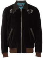 Diesel Zipped Bomber Jacket, Men's, Size: Small, Black, Cotton/lamb Skin/polyester