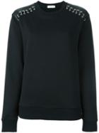 Mugler Studded Shoulder Sweatshirt, Women's, Size: Large, Black, Cotton/brass