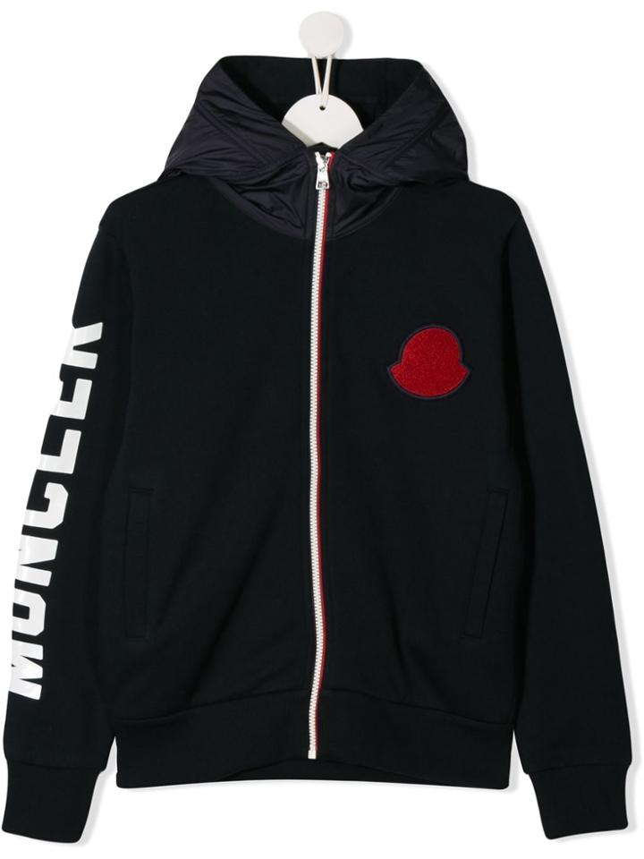 Moncler Kids Teen Cotton Logo Hoodie - Blue