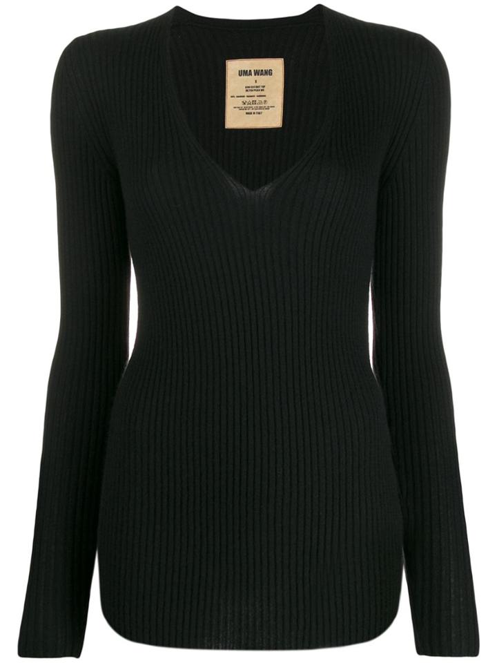 Uma Wang Cashmere Ribbed Knit Jumper - Black